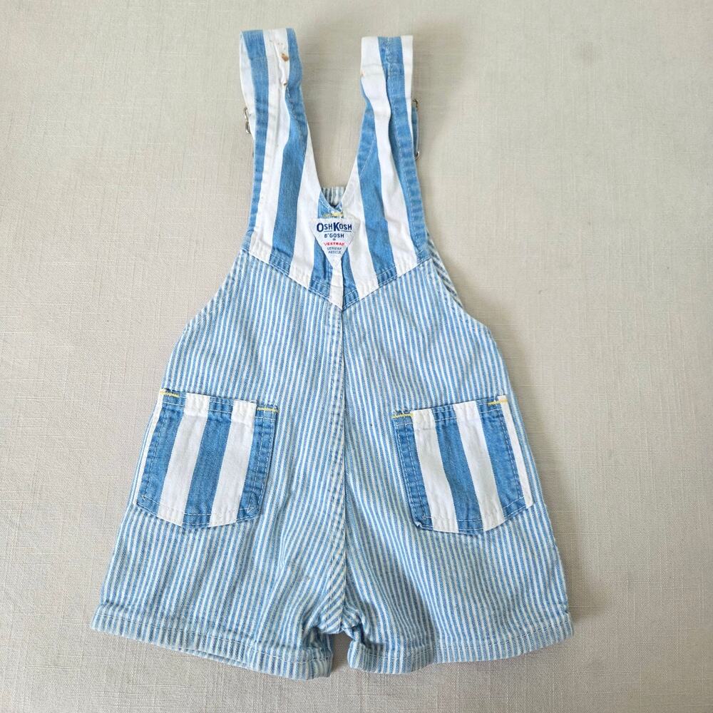 Vintage Oshkosh Striped Denim Overalls 3t - Picture 4 of 6